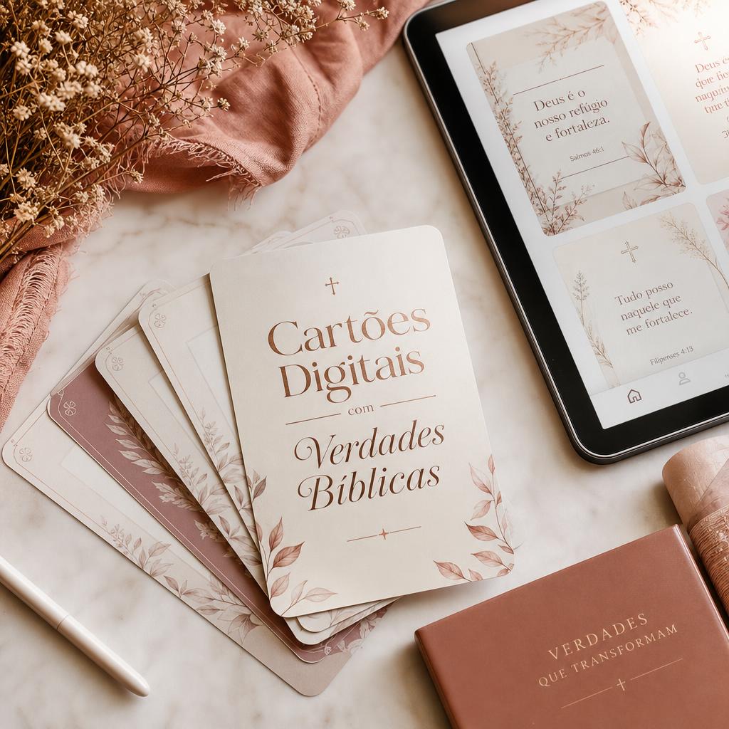 Mockup do bônus 3: Cartões Digitais com Verdades Bíblicas